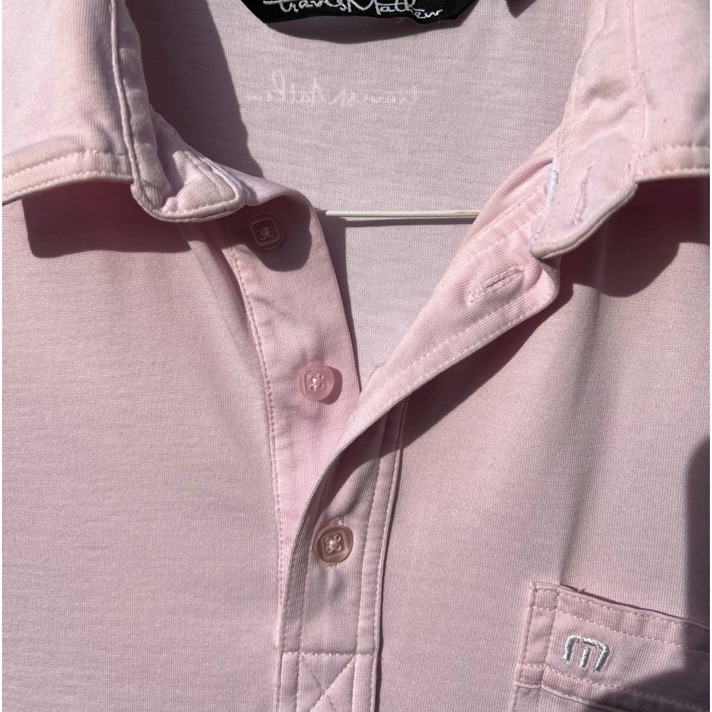 Travis Mathew pink pocket polo size small